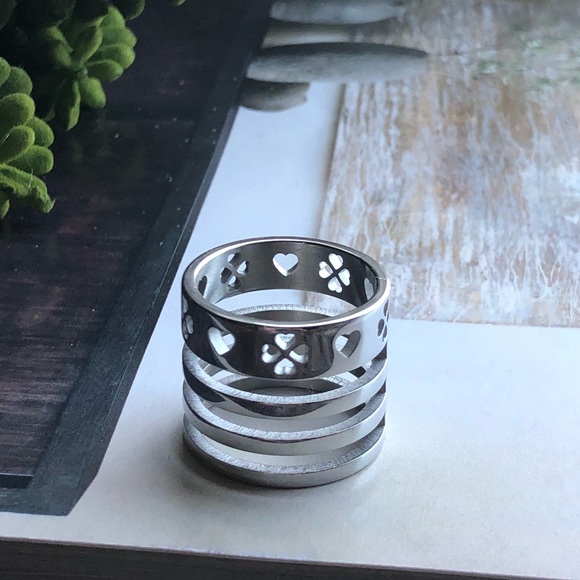 Ring heart four leaf clover size 7.5 silver  2018 - Picture 4 of 8